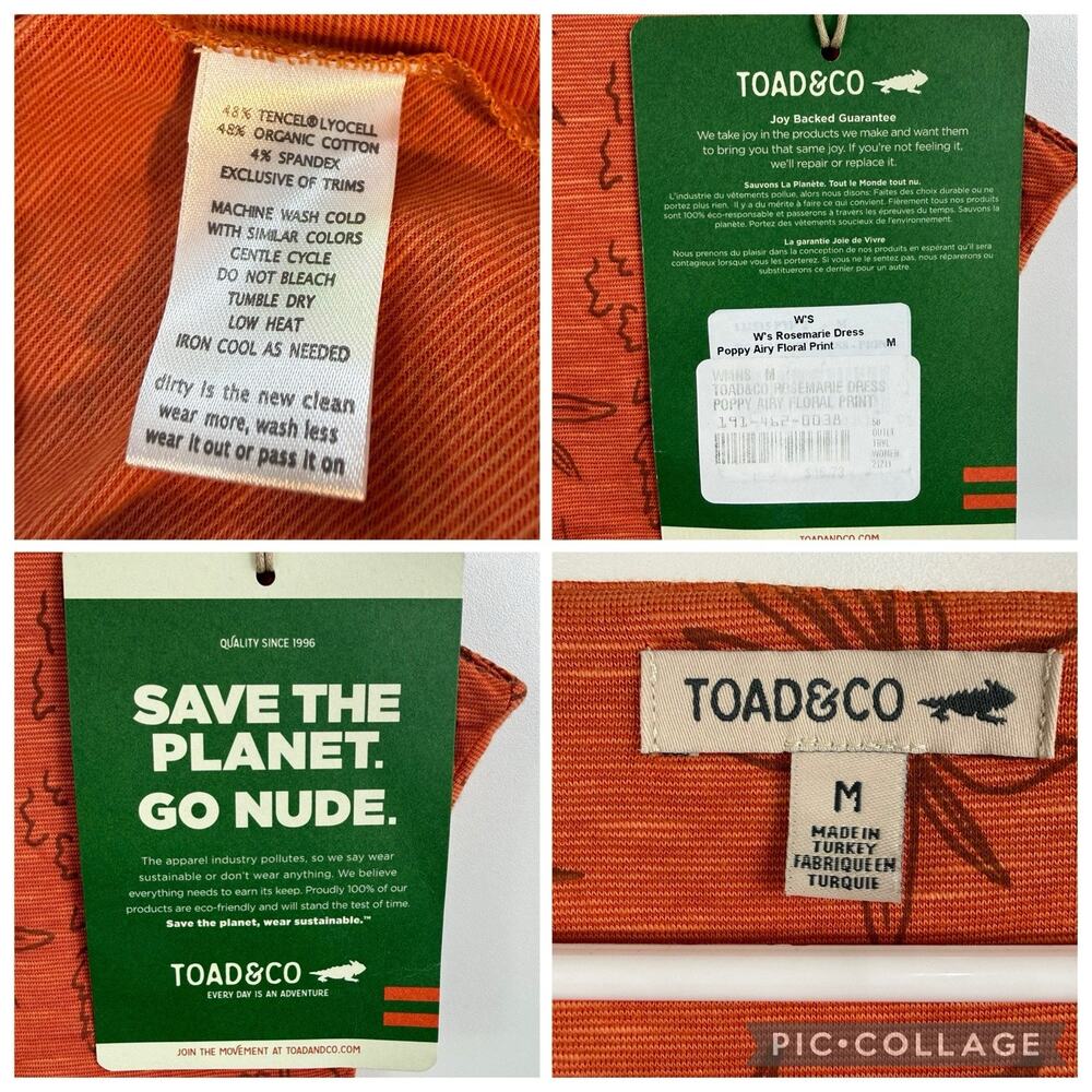 Toad & Co NWT Rosemarie Floral Dress Medium Organic Cotton Sustainable Outdoor - Picture 11 of 11